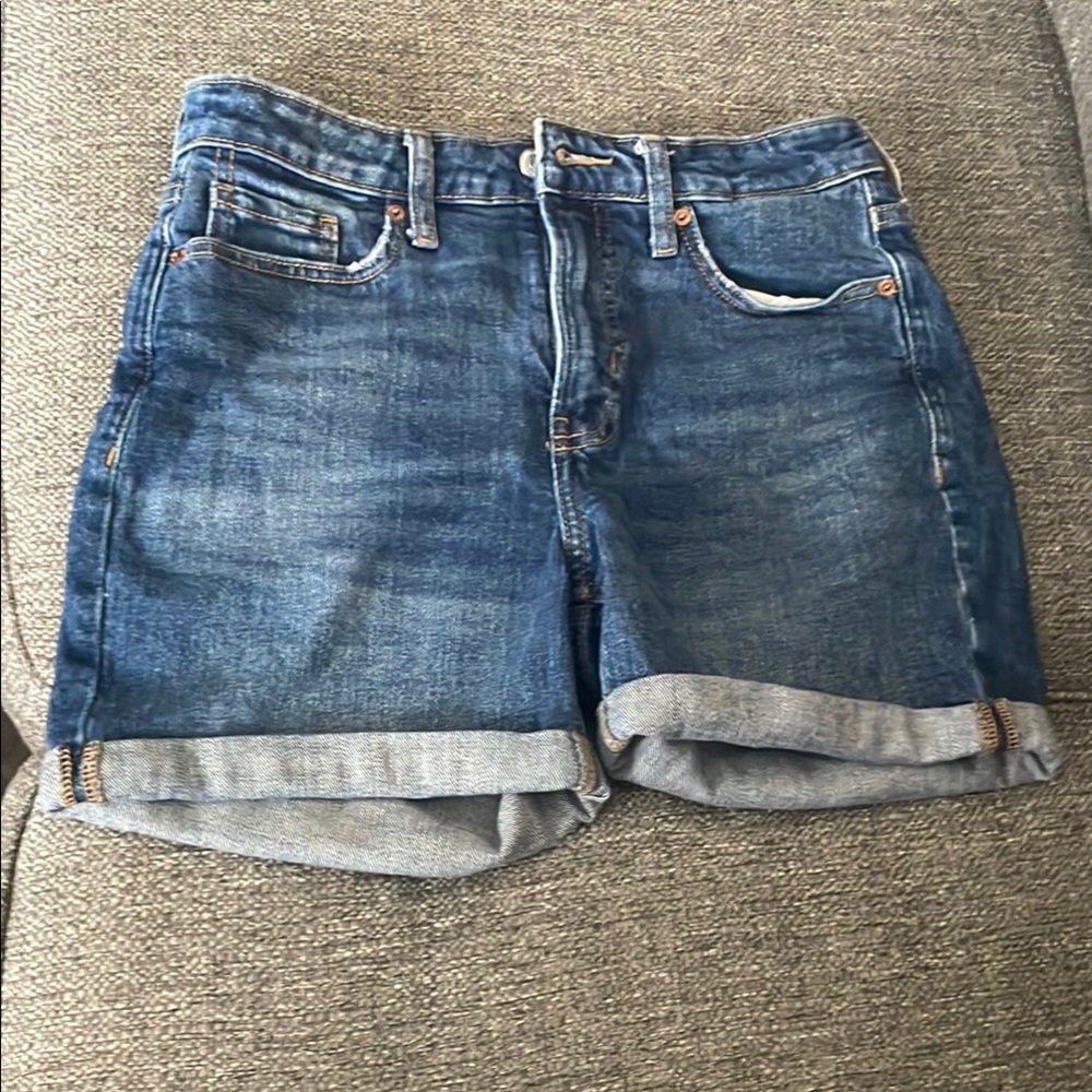 Old Navy Blue Jean Shorts High-Waisted Cuffed